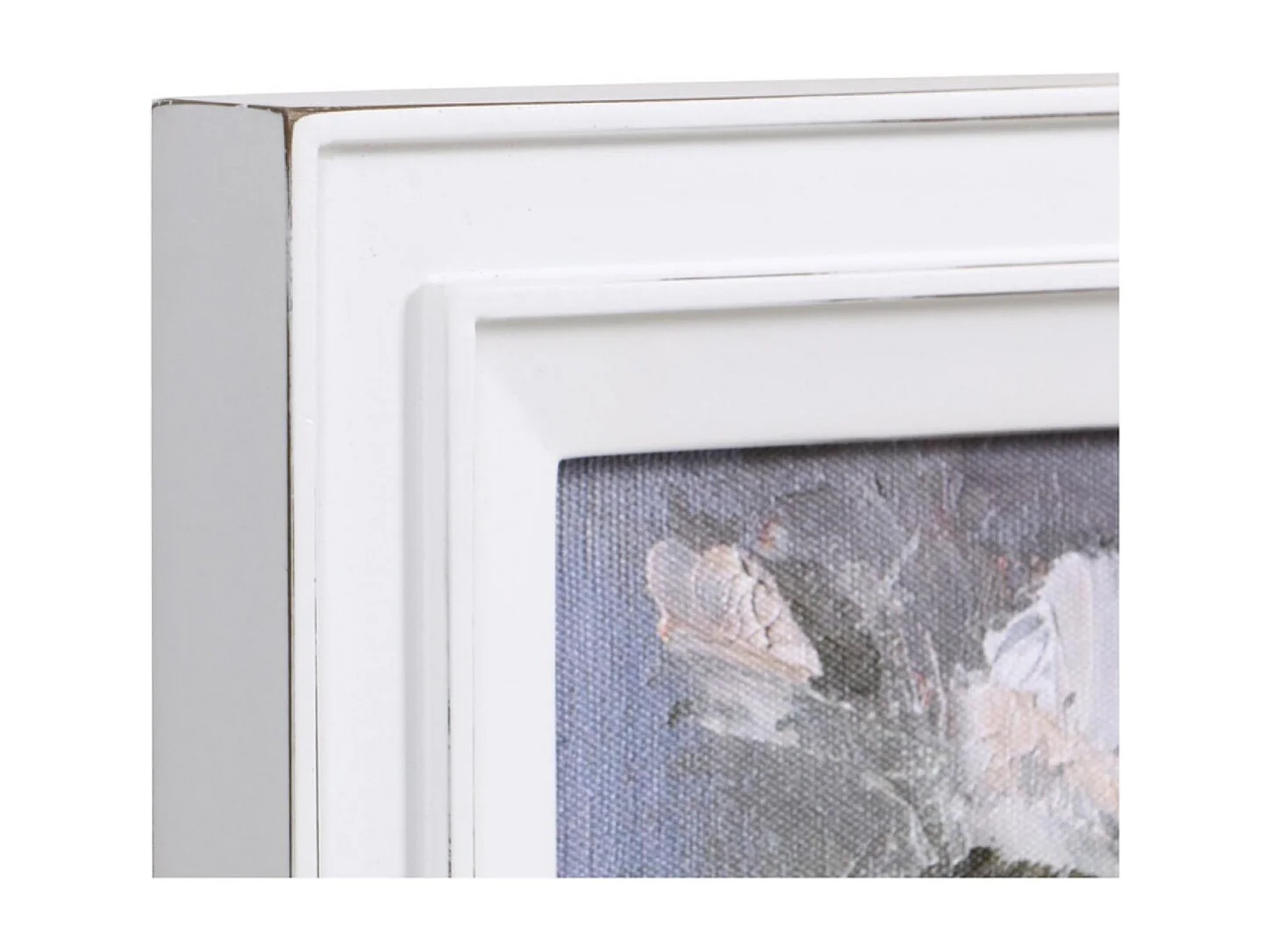 Tableau à l'huile motif fleurs blanches Bois Blanc - Interior's