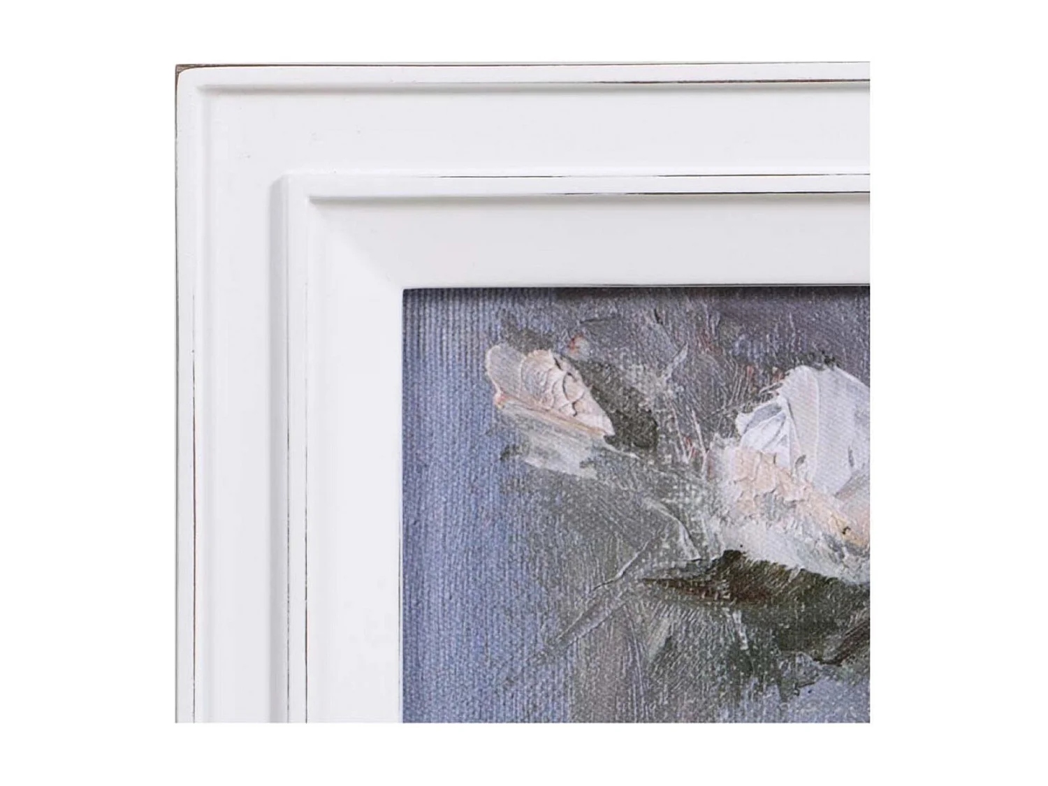 Tableau à l'huile motif fleurs blanches Bois Blanc - Interior's