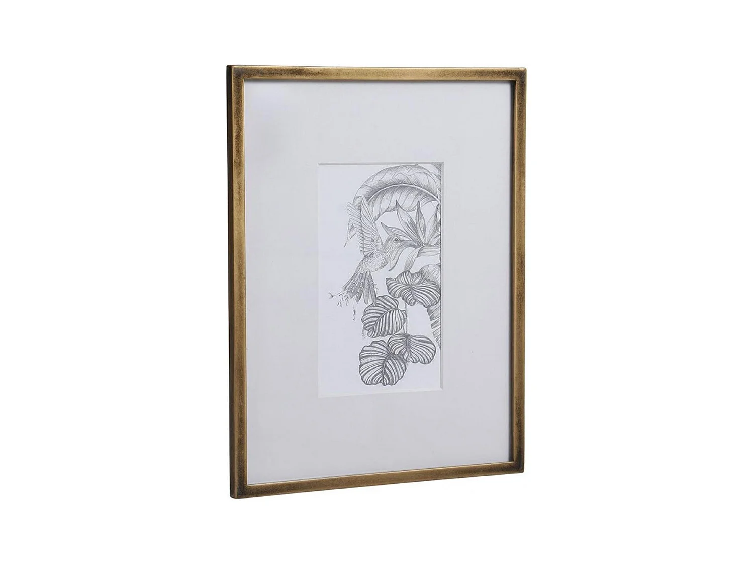 Cadre oiseaux crayonnés (set de 3) MDF Or - Charme Interior's