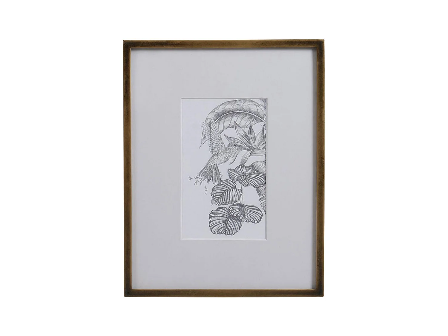 Cadre oiseaux crayonnés (set de 3) MDF Or - Charme Interior's