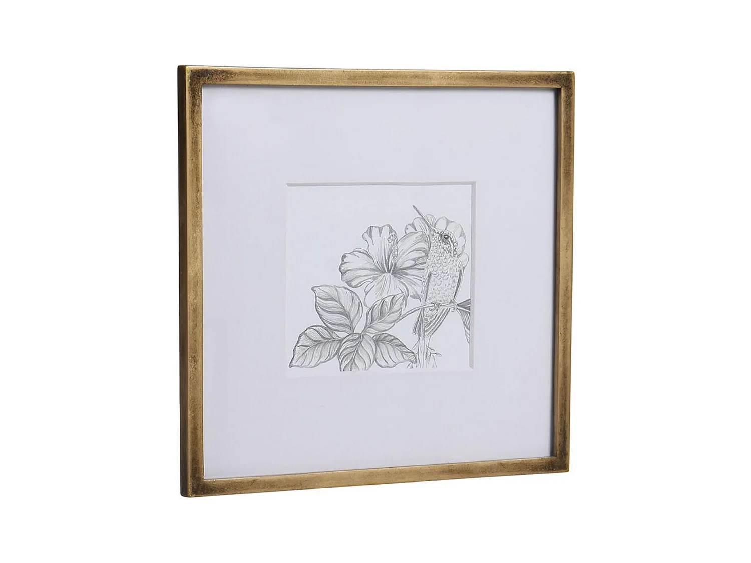 Cadre oiseaux crayonnés (set de 3) MDF Or - Charme Interior's