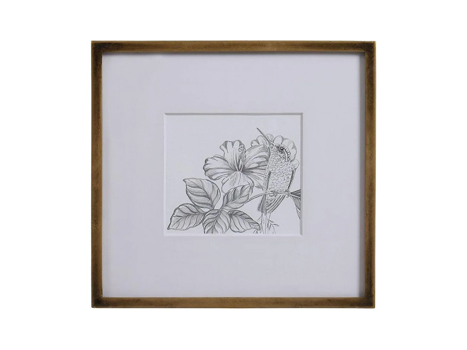 Cadre oiseaux crayonnés (set de 3) MDF Or - Charme Interior's