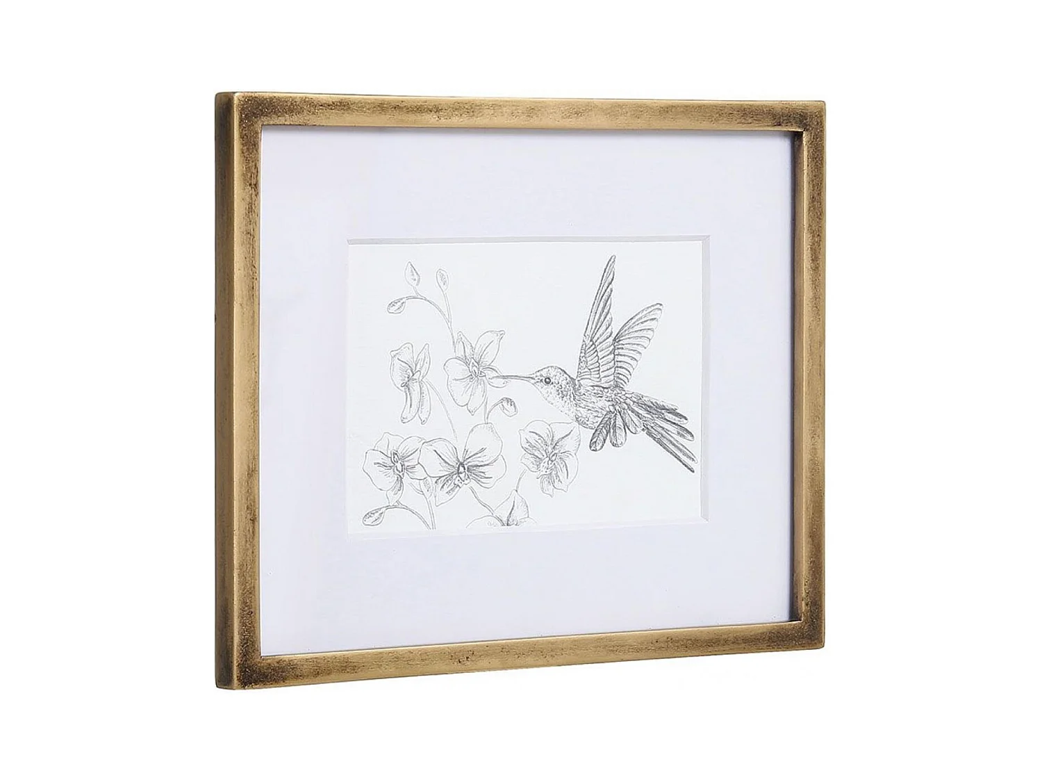 Cadre oiseaux crayonnés (set de 3) MDF Or - Charme Interior's