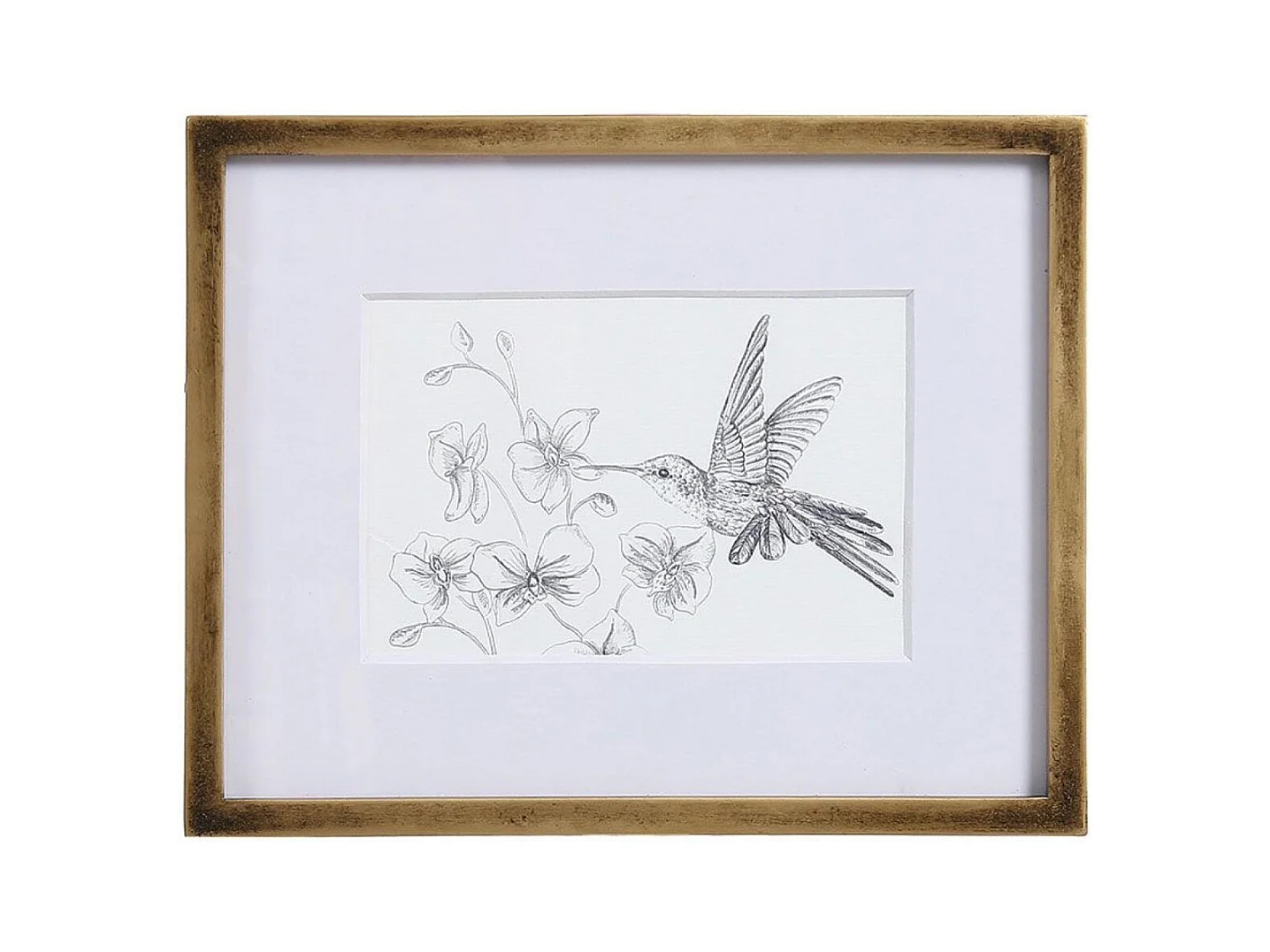 Cadre oiseaux crayonnés (set de 3) MDF Or - Charme Interior's