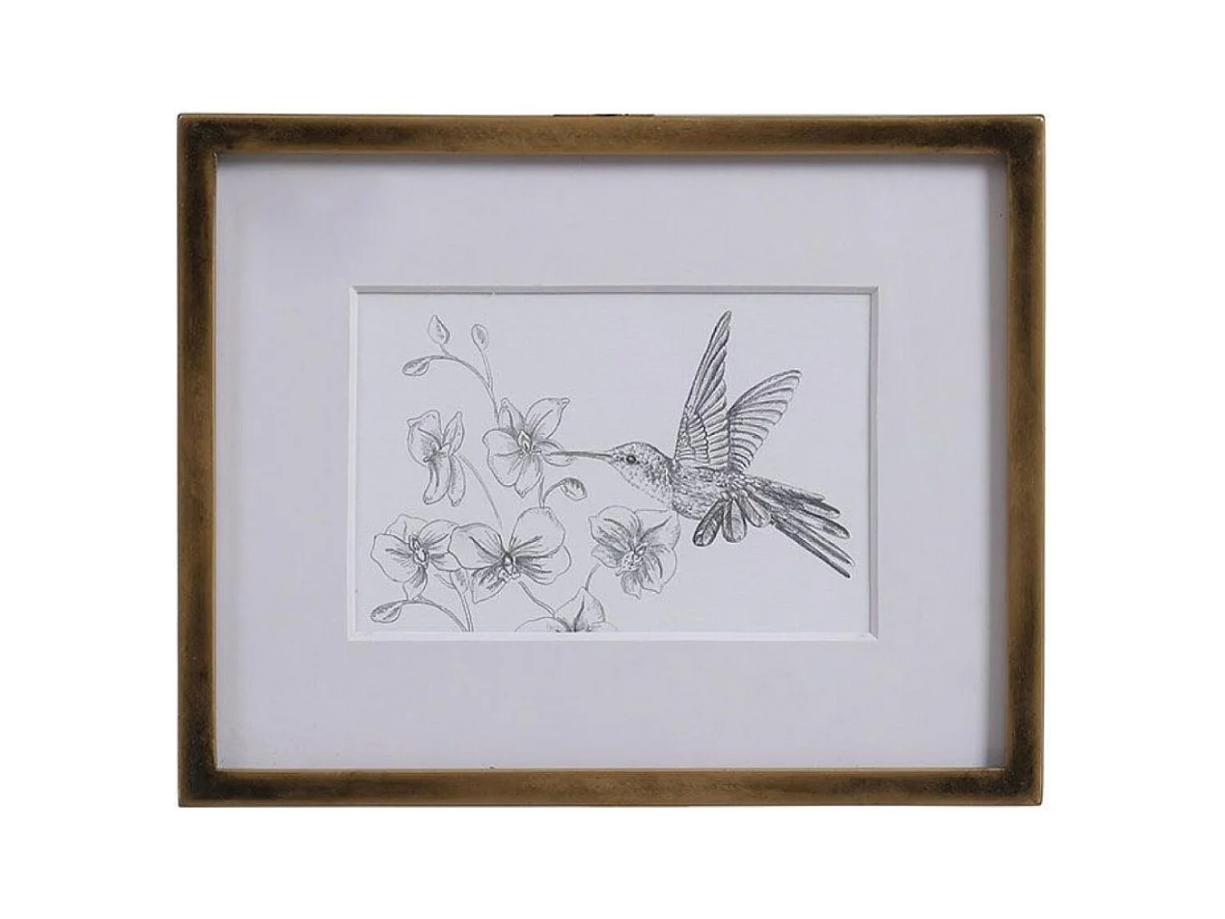 Cadre oiseaux crayonnés (set de 3) MDF Or - Charme Interior's