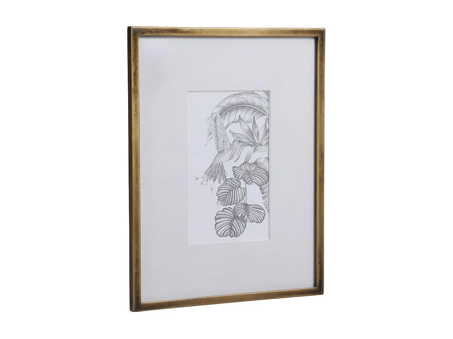 Cadre oiseaux crayonnés (set de 3) MDF Or - Charme Interior's