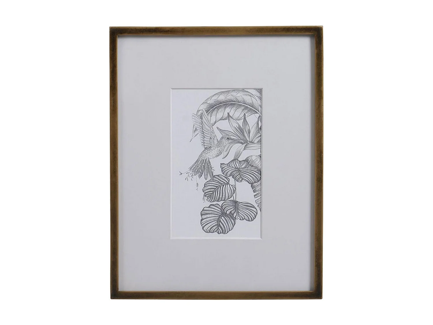 Cadre oiseaux crayonnés (set de 3) MDF Or - Charme Interior's