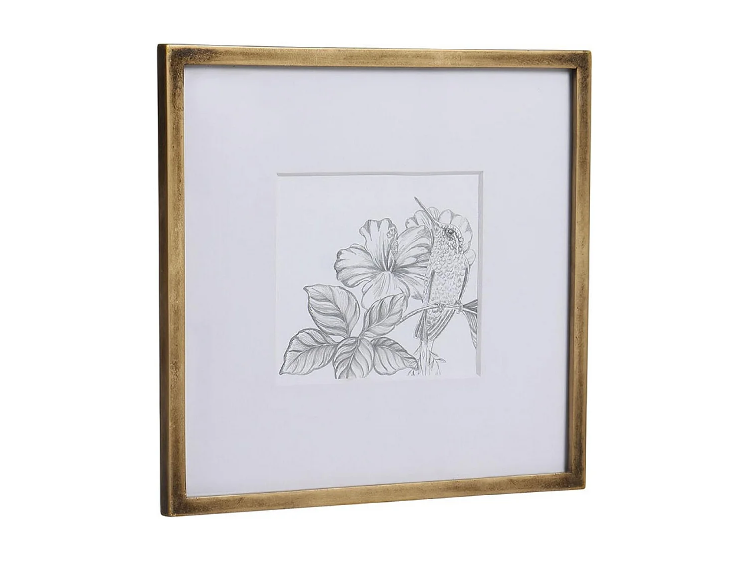 Cadre oiseaux crayonnés (set de 3) MDF Or - Charme Interior's