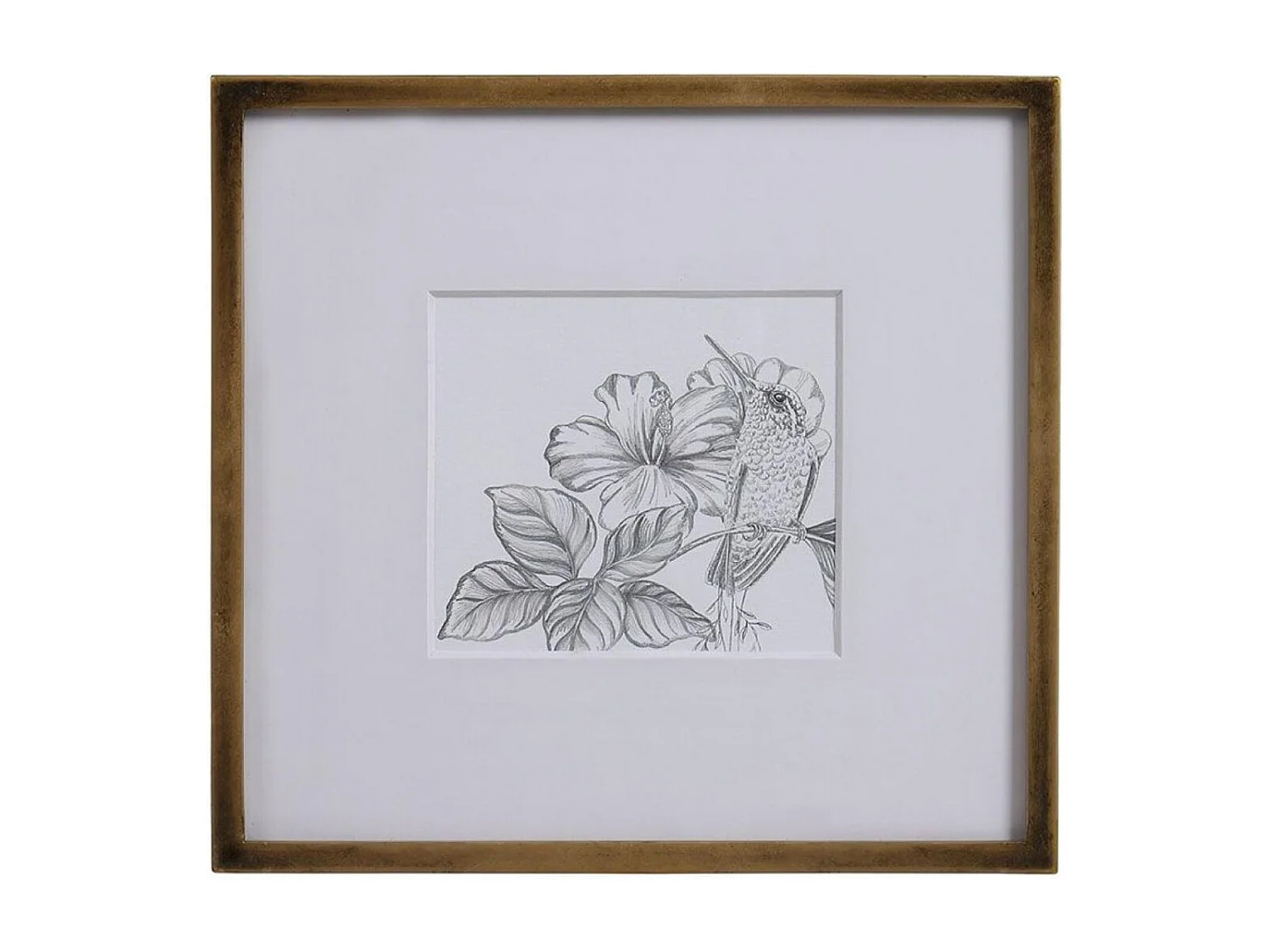 Cadre oiseaux crayonnés (set de 3) MDF Or - Charme Interior's