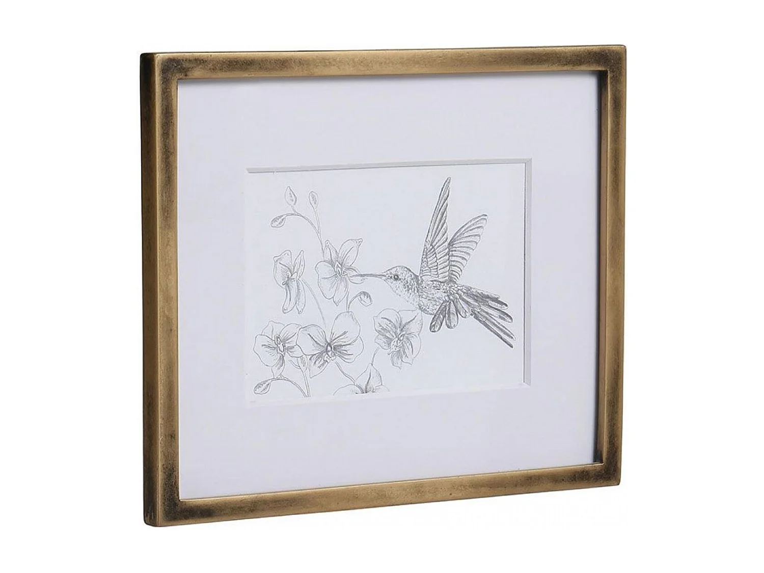 Cadre oiseaux crayonnés (set de 3) MDF Or - Charme Interior's