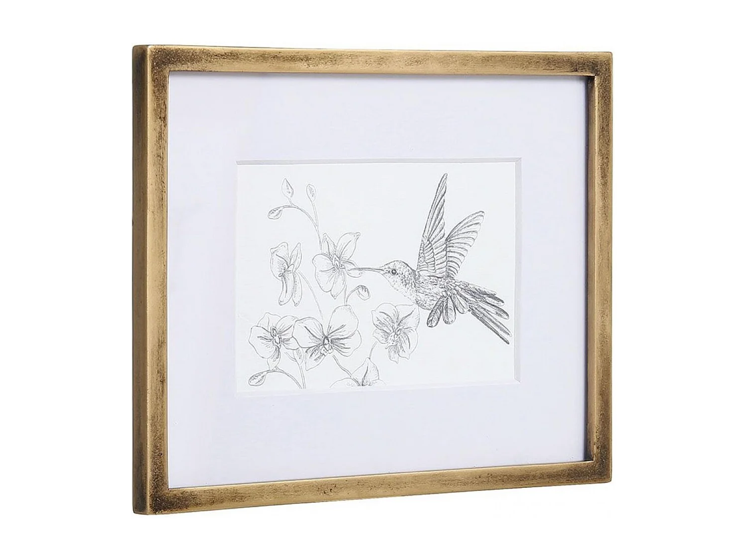 Cadre oiseaux crayonnés (set de 3) MDF Or - Charme Interior's