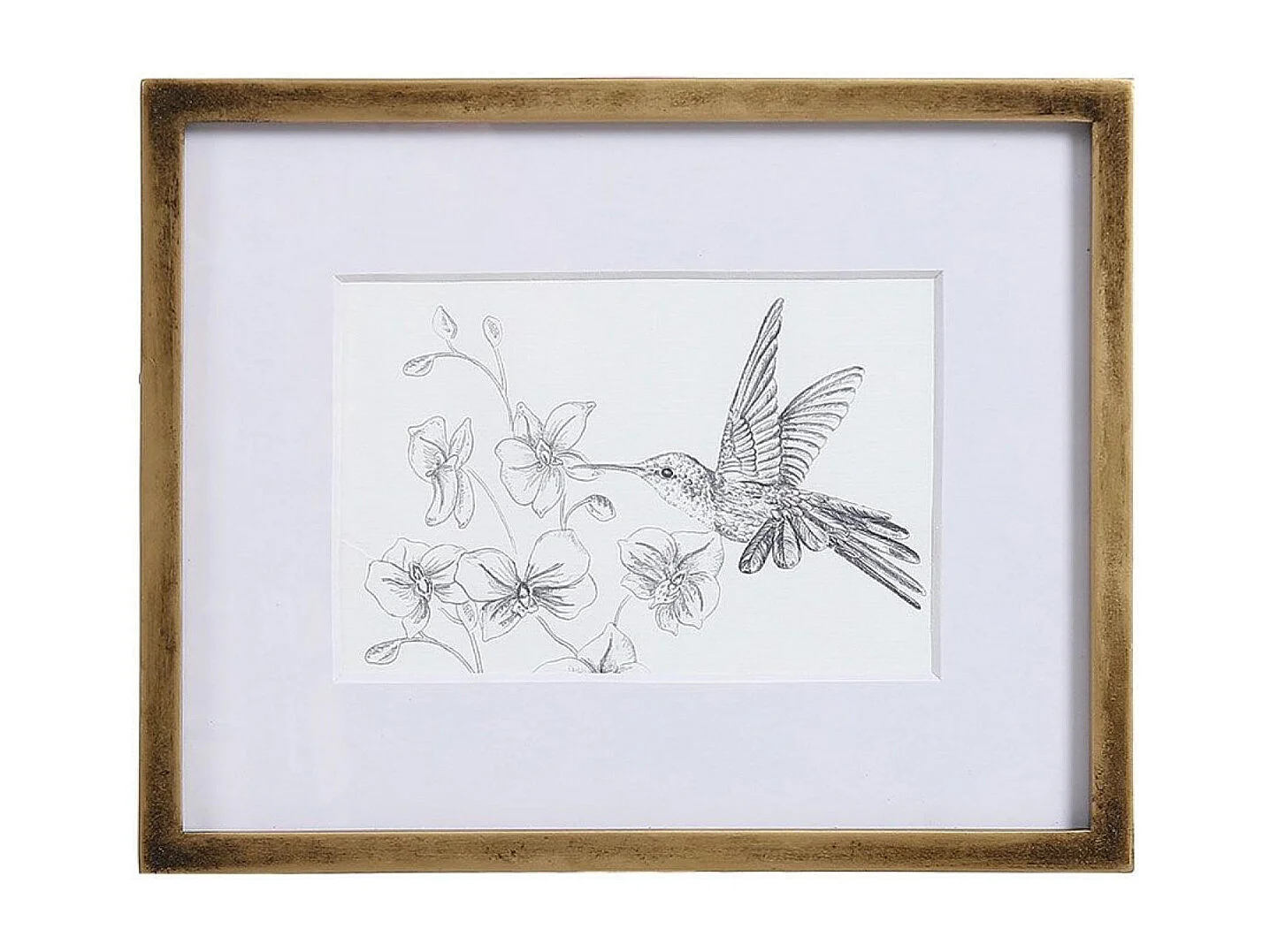 Cadre oiseaux crayonnés (set de 3) MDF Or - Charme Interior's