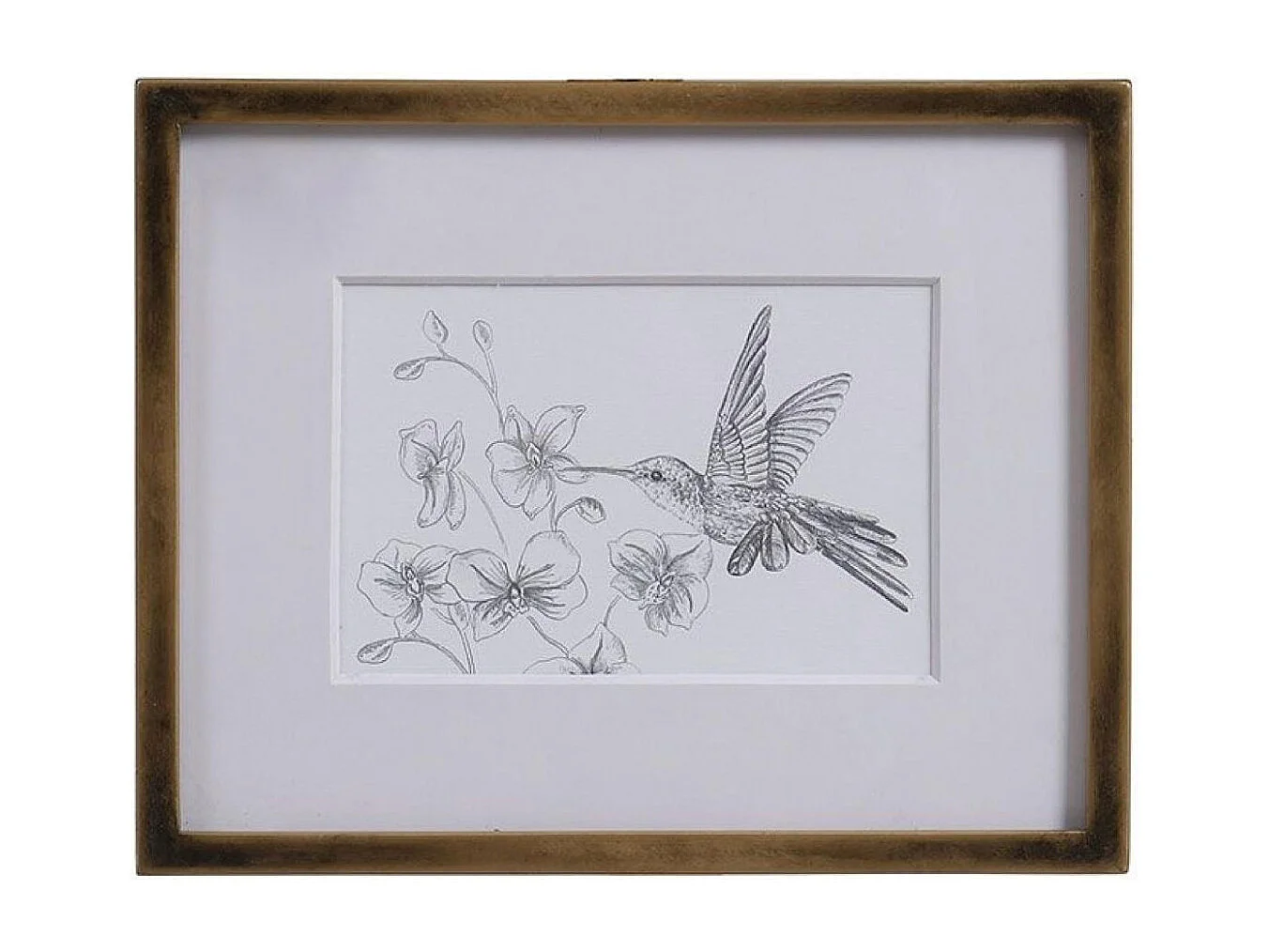 Cadre oiseaux crayonnés (set de 3) MDF Or - Charme Interior's