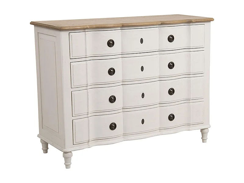 Commode 4 tiroirs Bois Blanc - Manoir Interior's