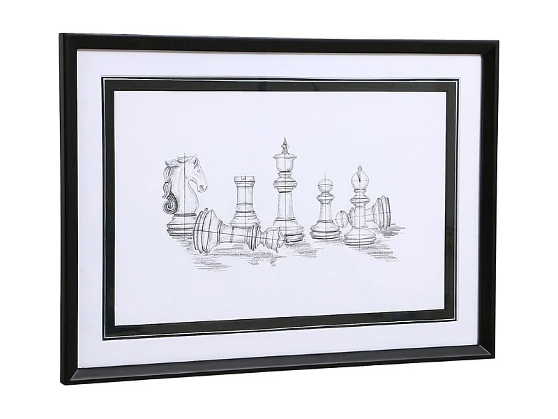 Gravure jeu d'échec Bois Blanc - Classique Chic Interior's