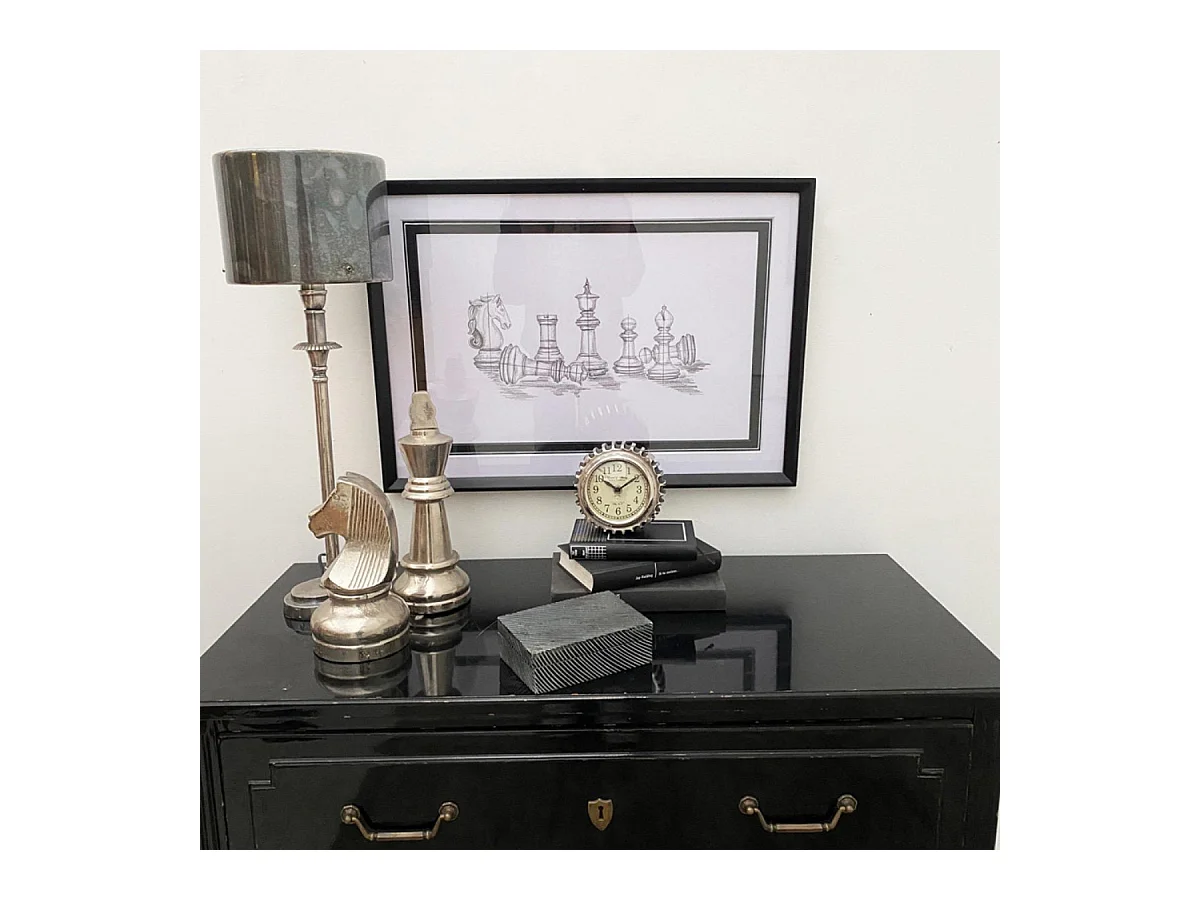 Gravure jeu d'échec Bois Blanc - Classique Chic Interior's