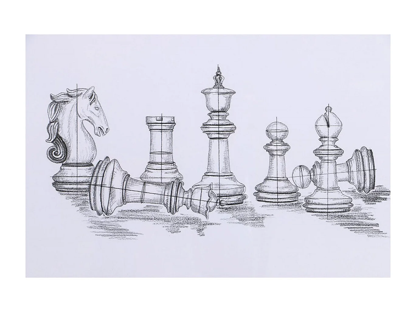 Gravure jeu d'échec Bois Blanc - Classique Chic Interior's