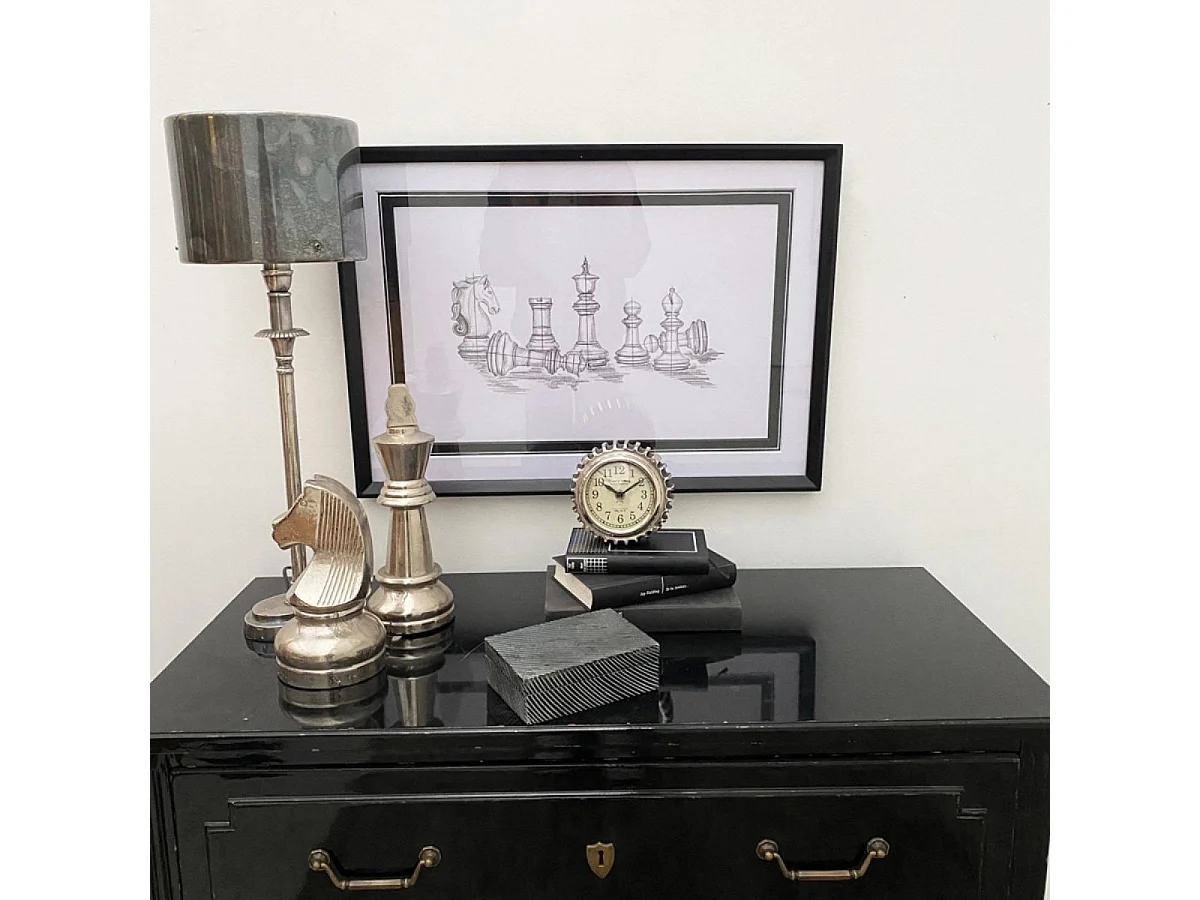 Gravure jeu d'échec Bois Blanc - Classique Chic Interior's