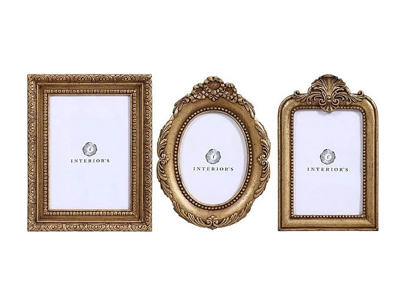 Set de 3 cadres photos dorés Résine Or - Interior's