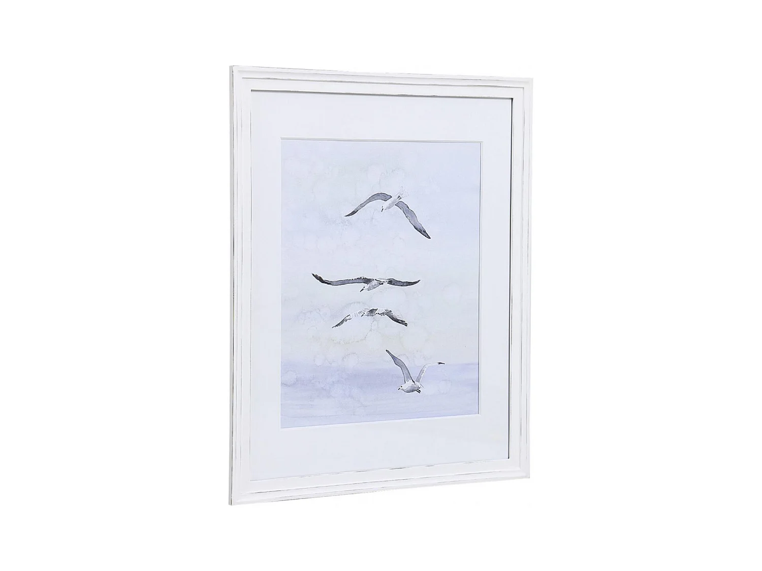 Tableau aquarelle envolée d'oiseaux Bois Blanc - Interior's