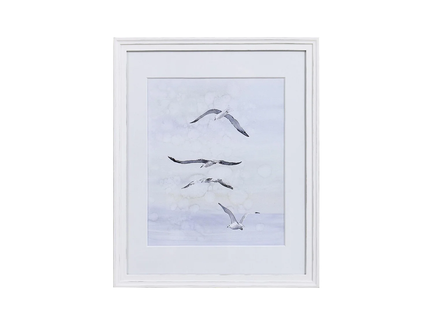 Tableau aquarelle envolée d'oiseaux Bois Blanc - Interior's