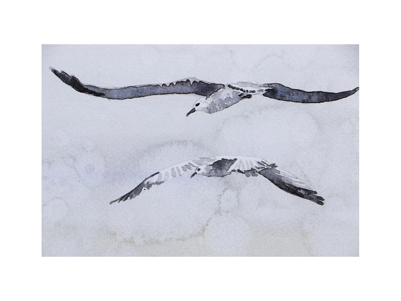 Tableau aquarelle envolée d'oiseaux Bois Blanc - Interior's