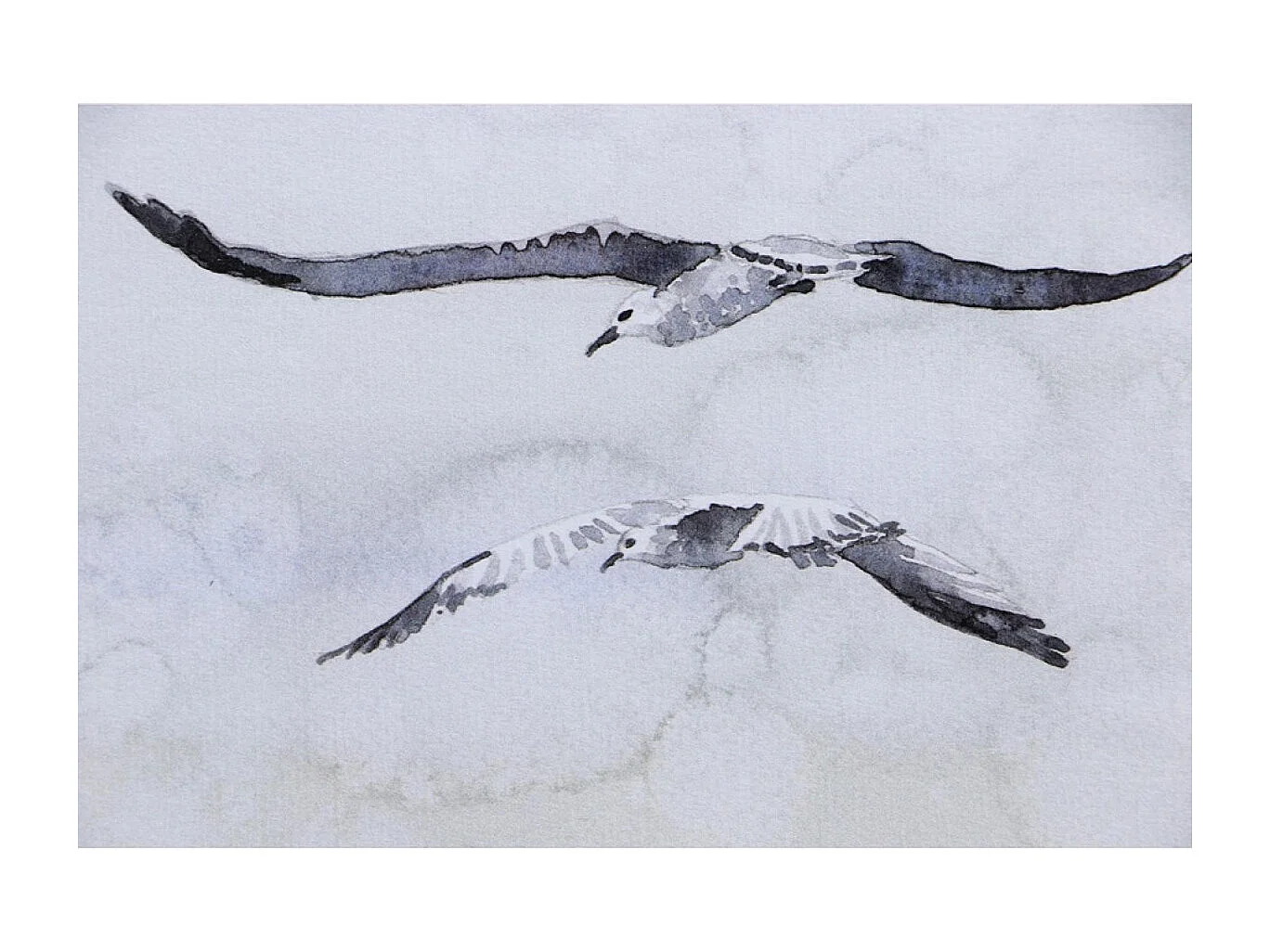 Tableau aquarelle envolée d'oiseaux Bois Blanc - Interior's
