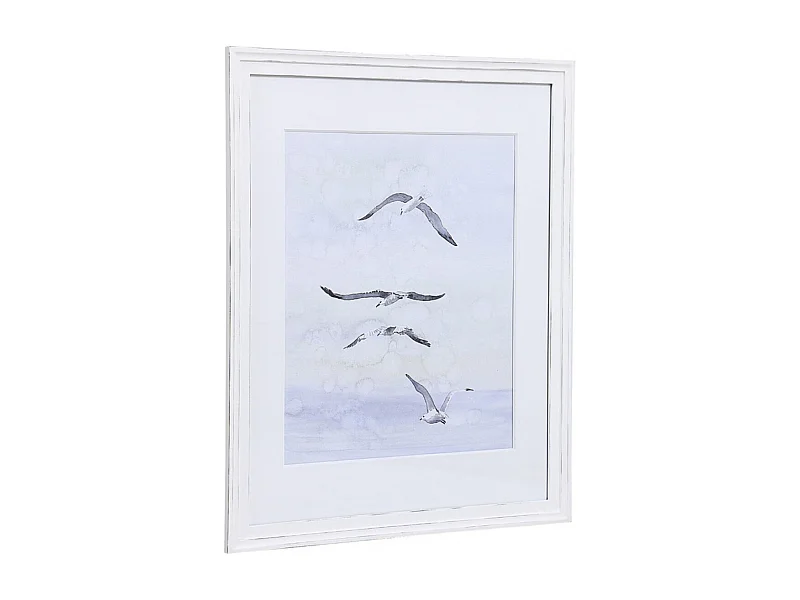 Tableau aquarelle envolée d'oiseaux Bois Blanc - Interior's