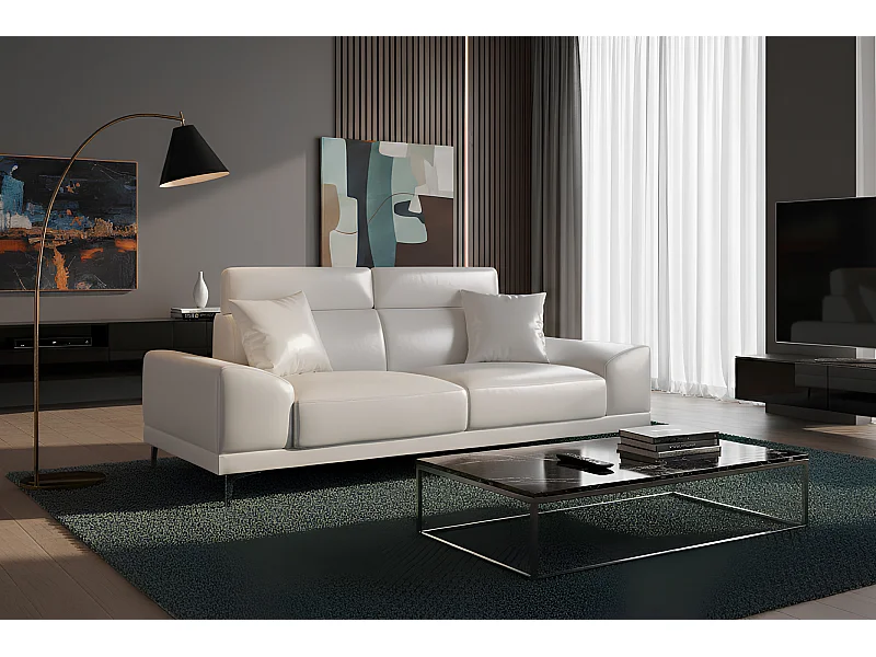 Divano 3 posti in ecopelle bianca - Morgan