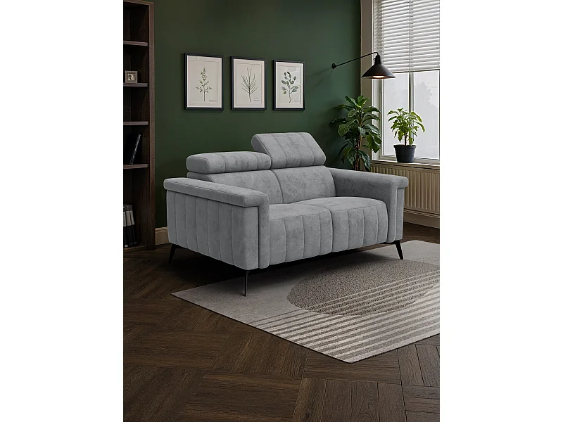 Canapé 2 places NORDEL, tissu gris