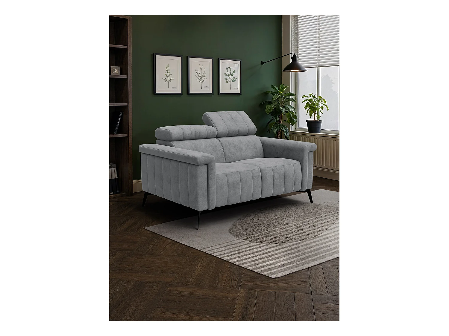 Canapé 2 places NORDEL, tissu gris