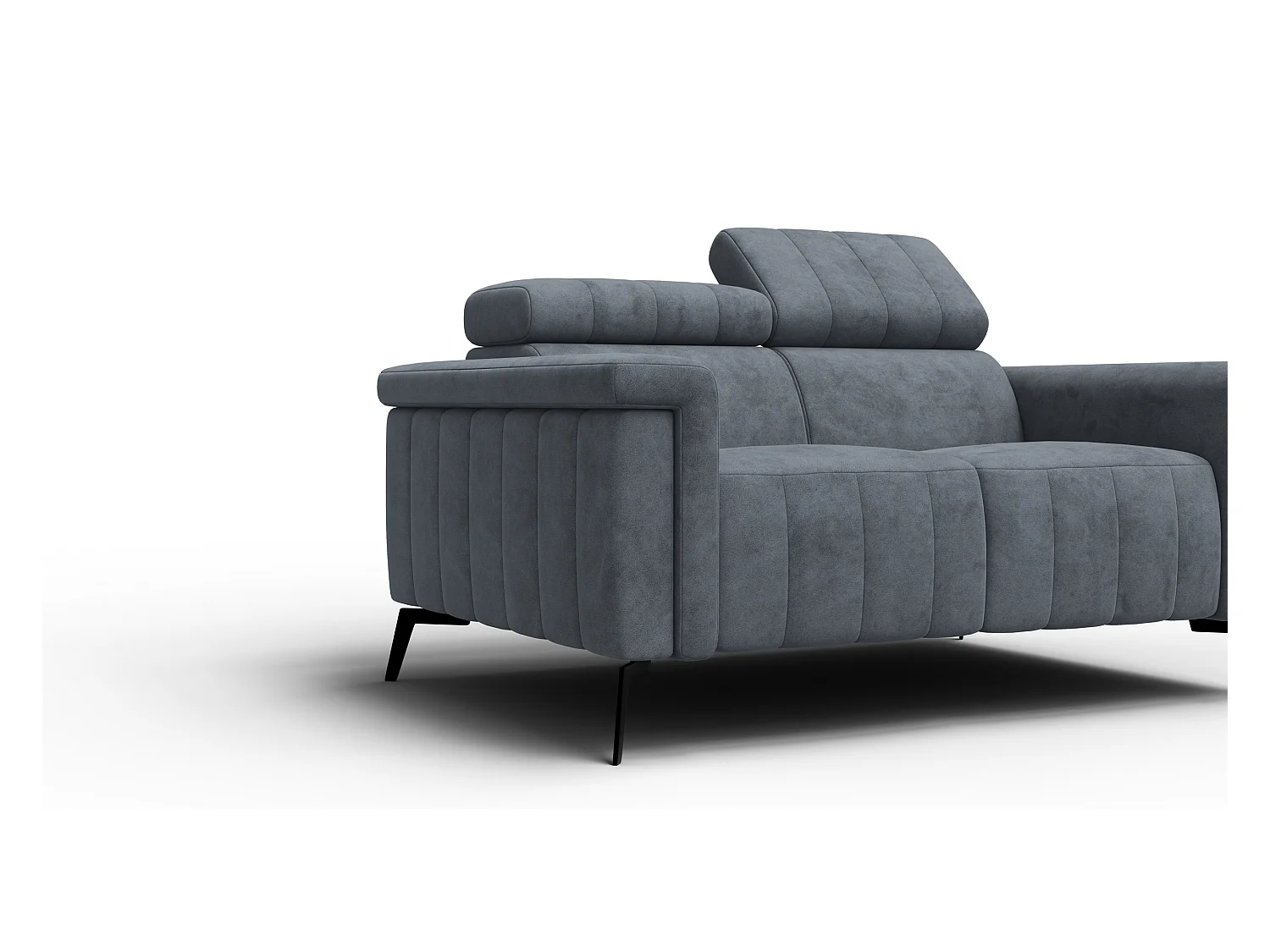 Canapé 2 places NORDEL, tissu gris foncé