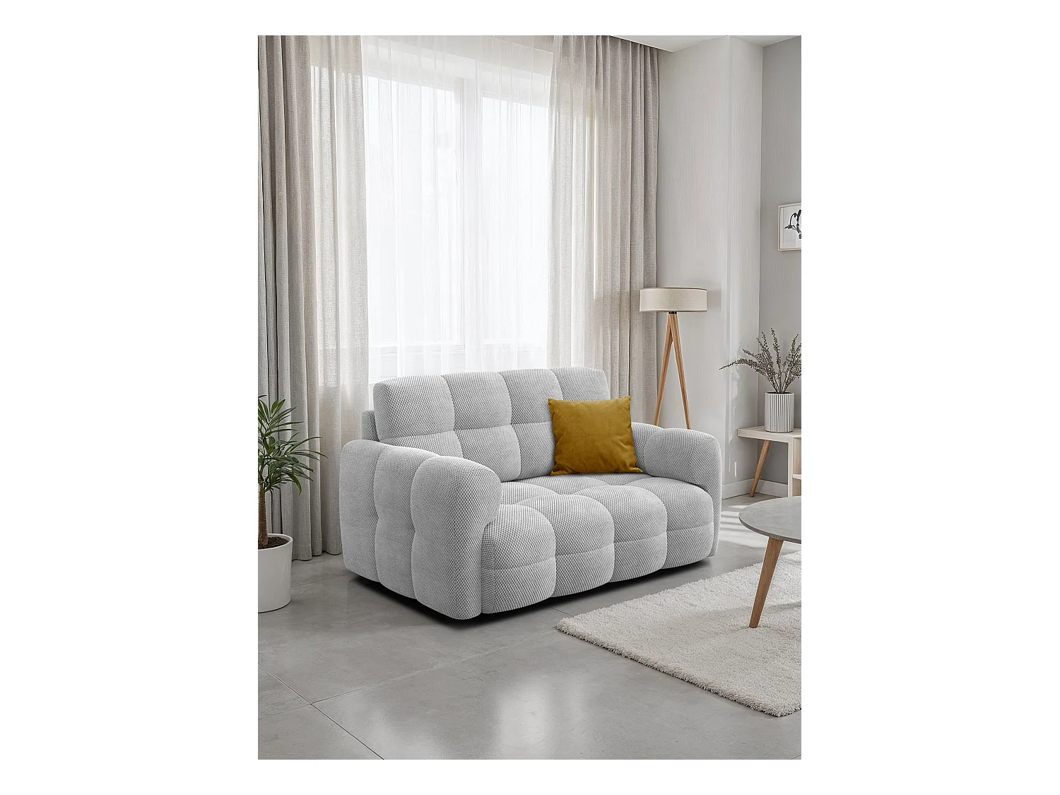 CANAPÉ MELLOW 2 places, tissu gris clair