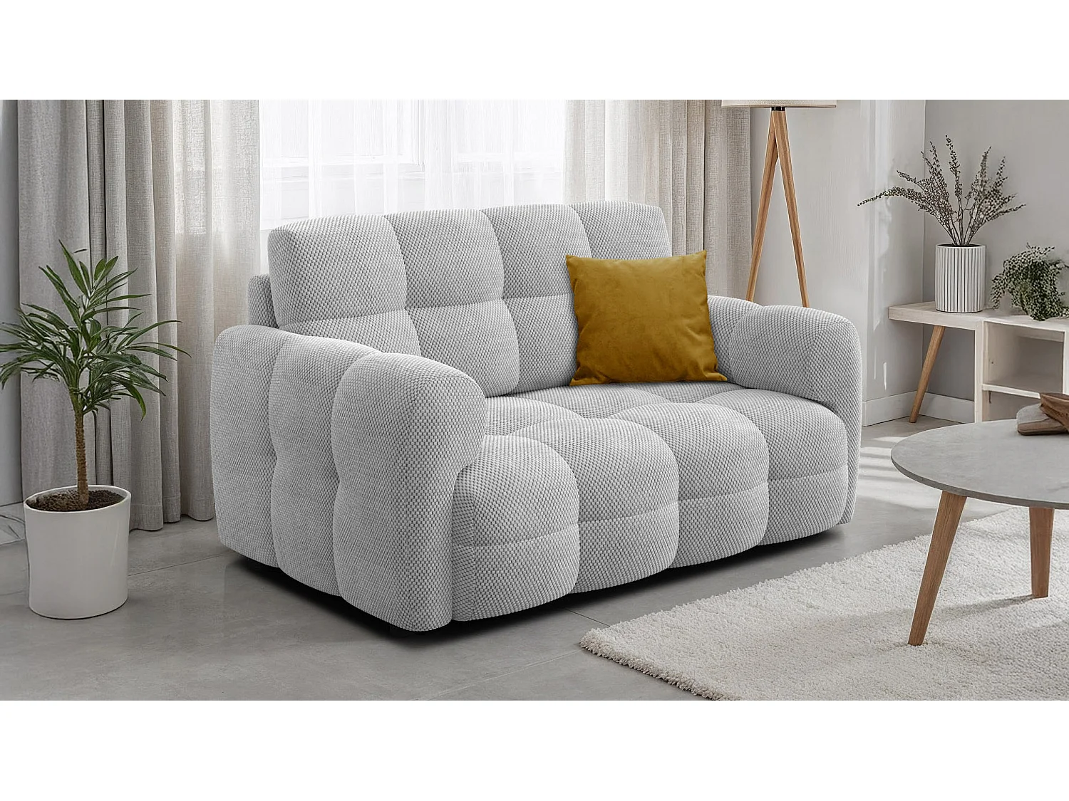 CANAPÉ MELLOW 2 places, tissu gris clair