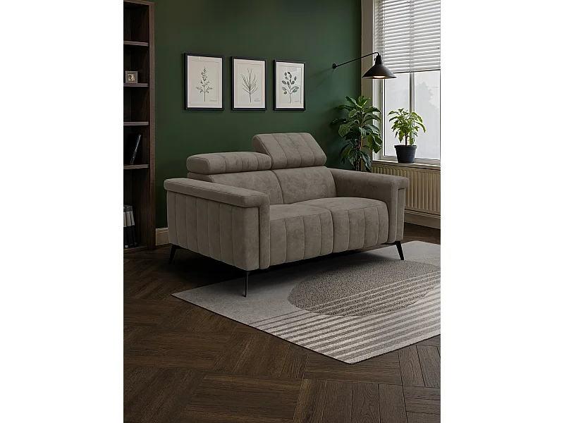Canapé 2 places NORDEL, tissu taupe