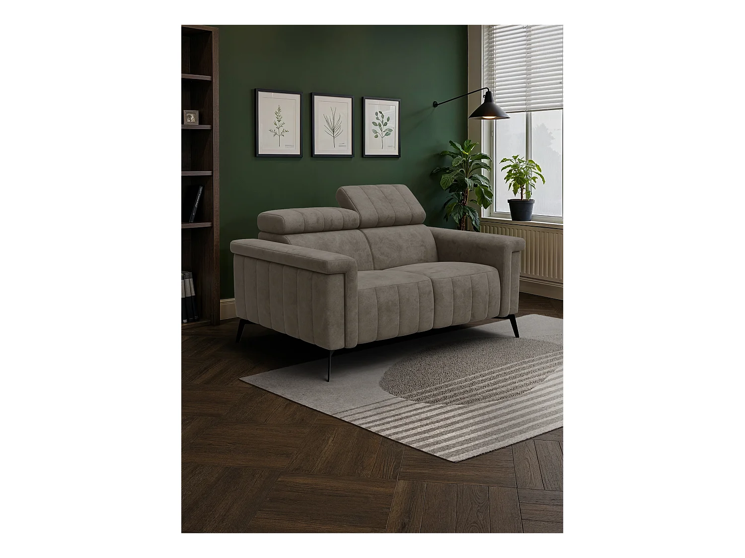 Canapé 2 places NORDEL, tissu taupe