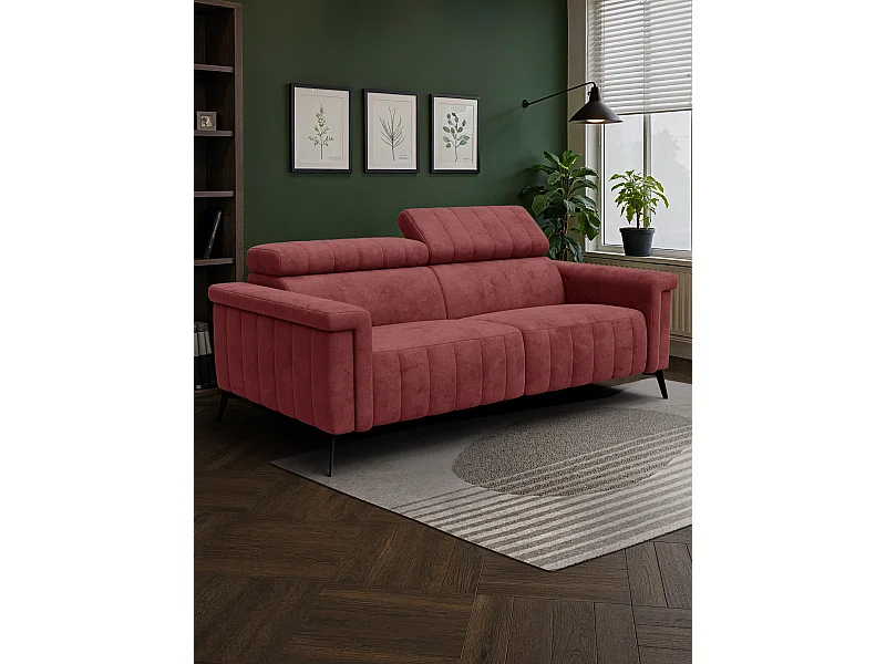 Canapé 3 places NORDEL, tissu bordeaux