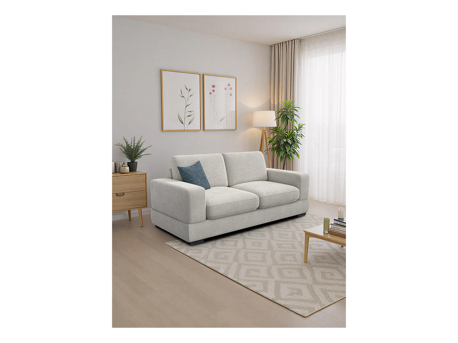 Canapé 3 places OTTO, tissu crème