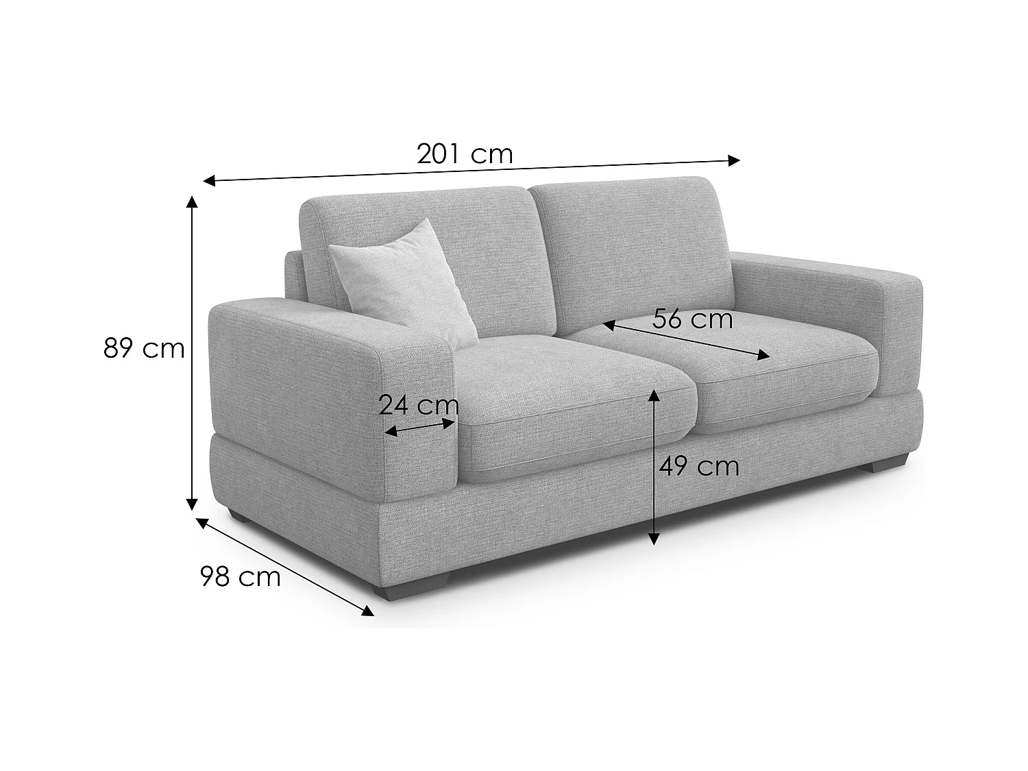 Canapé 3 places OTTO, tissu crème