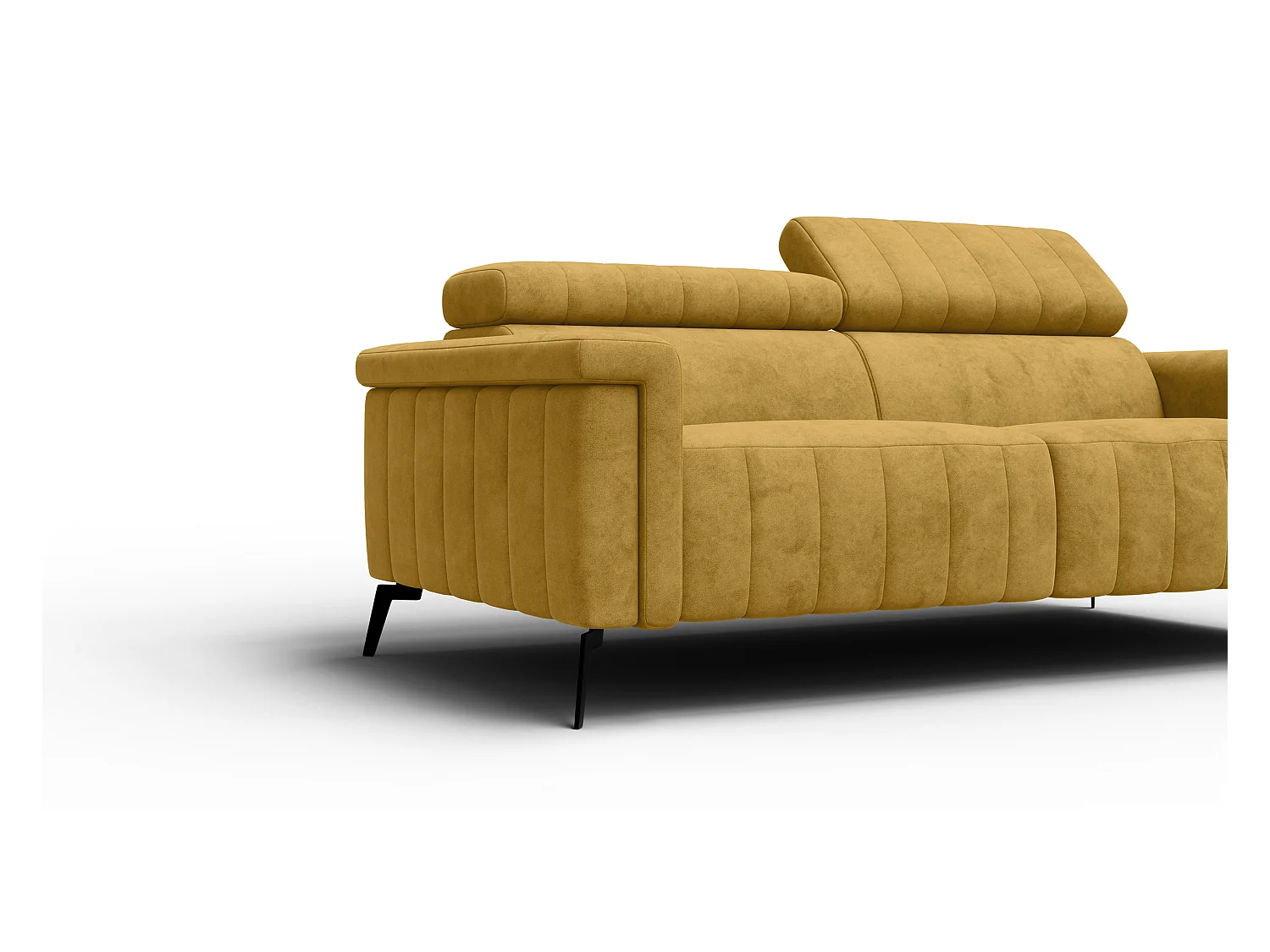 Canapé 3 places NORDEL, tissu moutarde