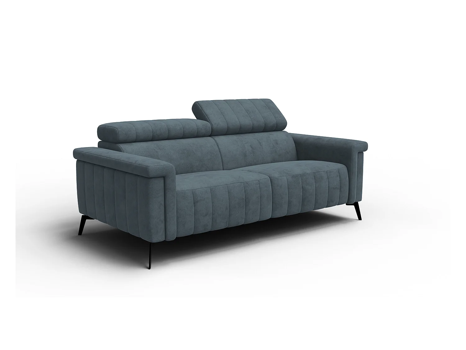 Canapé 3 places NORDEL, tissu bleu gris