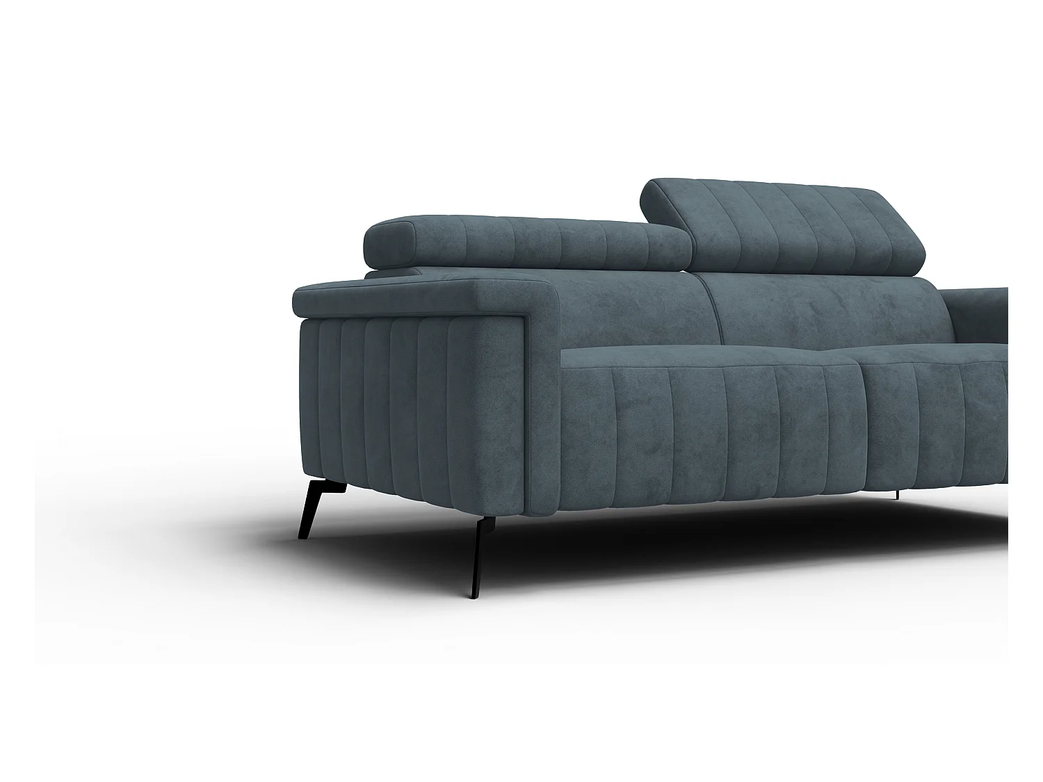 Canapé 3 places NORDEL, tissu bleu gris