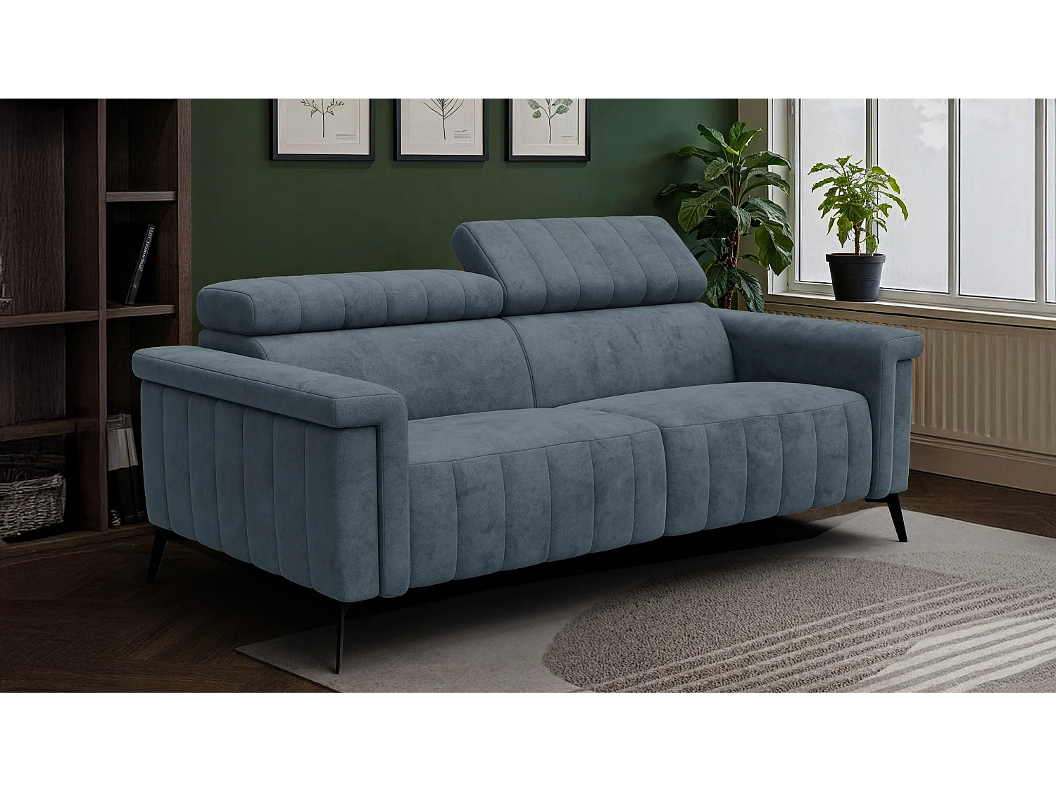 Sofa 3-Sitzer NORDEL, blaugrau