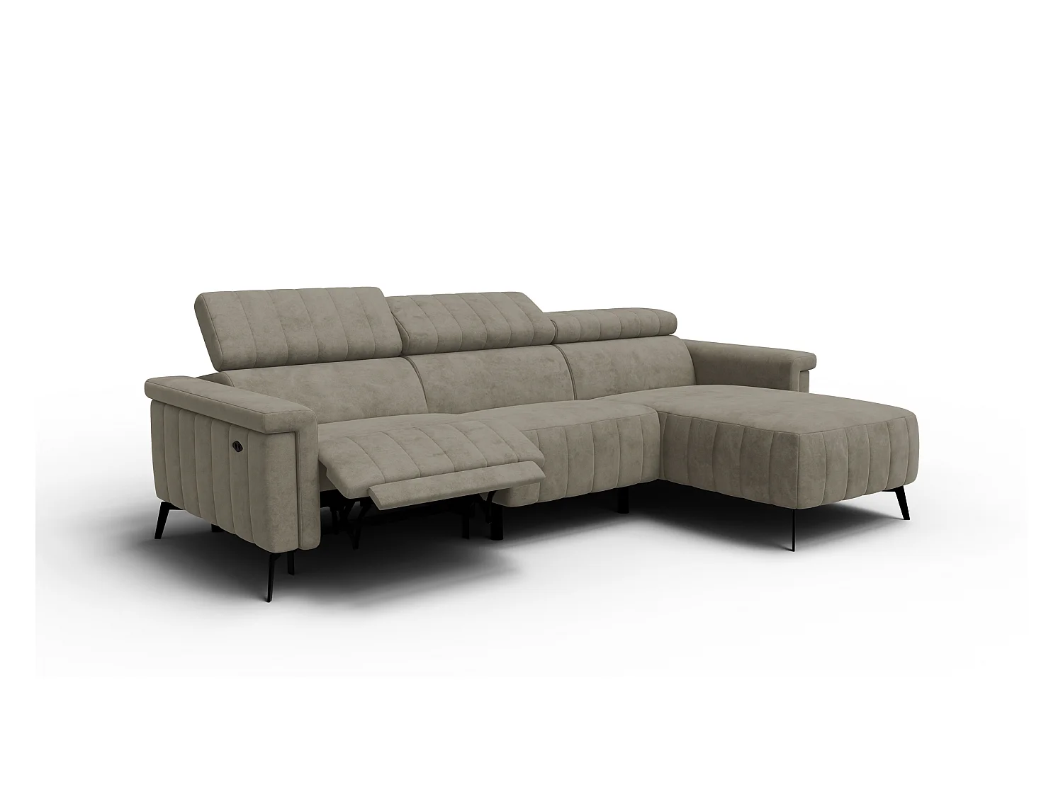 Canapé d'angle 4 places NORDEL, tissu beige foncé