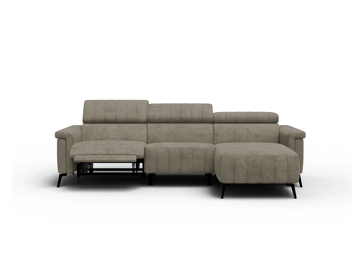 Canapé d'angle 4 places NORDEL, tissu beige foncé