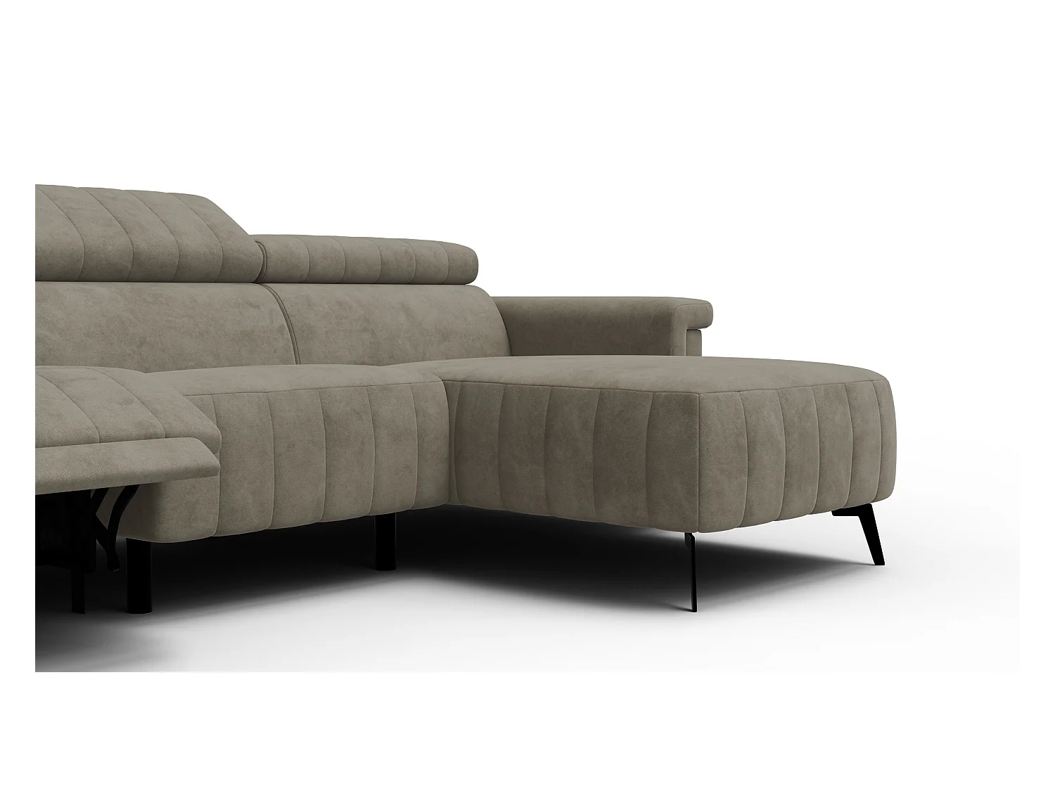 Canapé d'angle 4 places NORDEL, tissu beige foncé