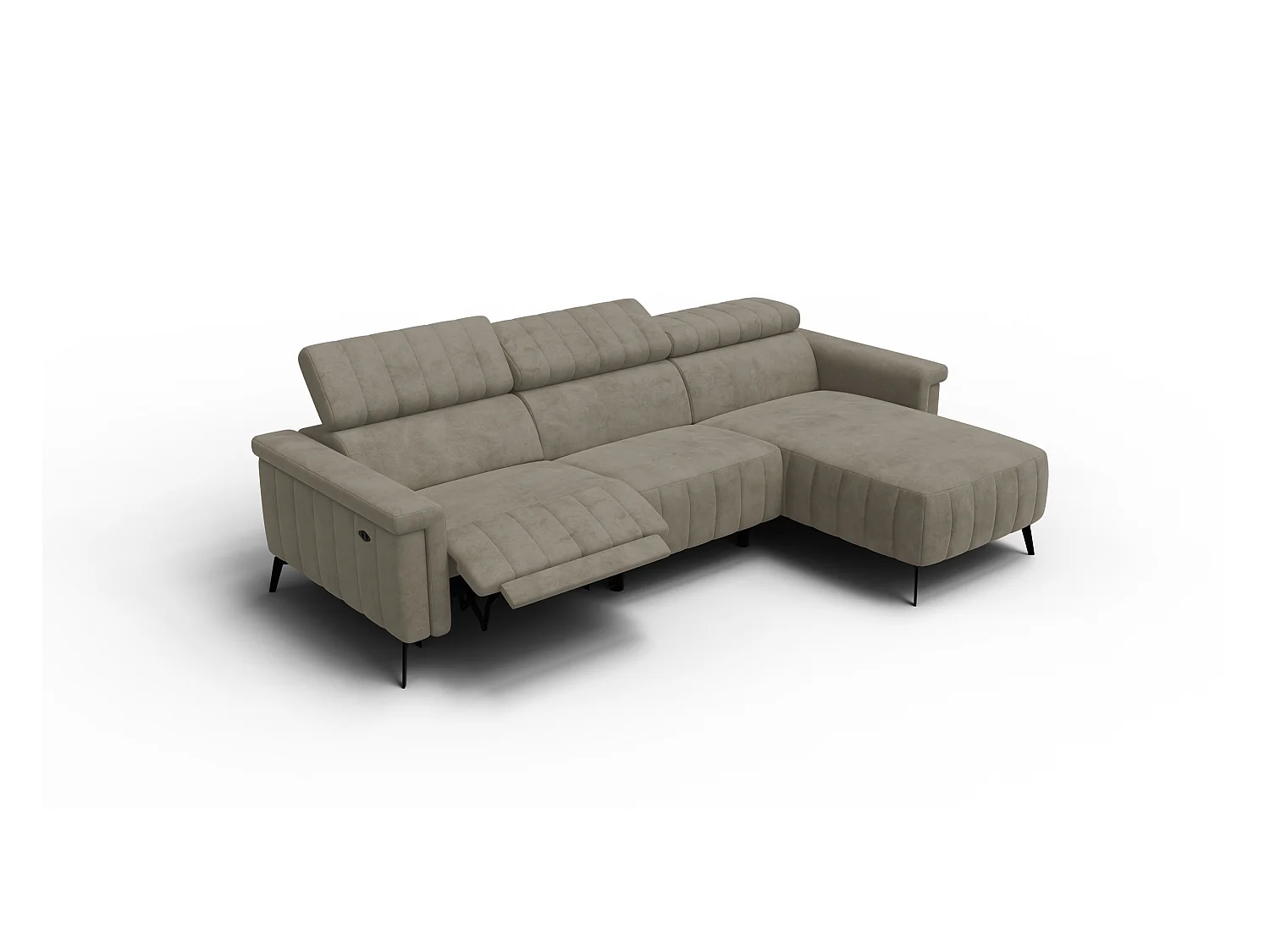 Canapé d'angle 4 places NORDEL, tissu beige foncé