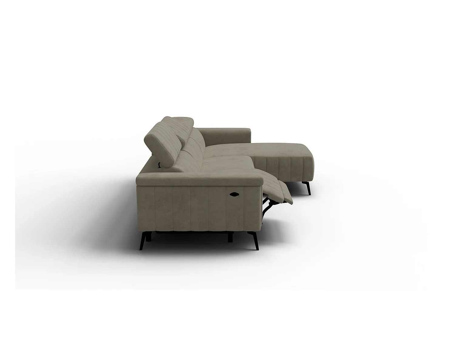 Canapé d'angle 4 places NORDEL, tissu beige foncé