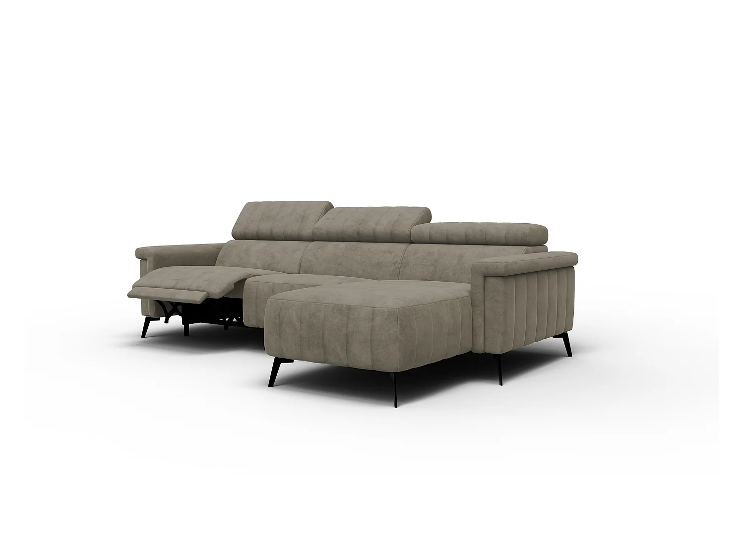 Canapé d'angle 4 places NORDEL, tissu beige foncé