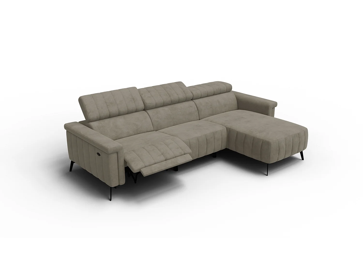 Canapé d'angle 4 places NORDEL, tissu beige foncé